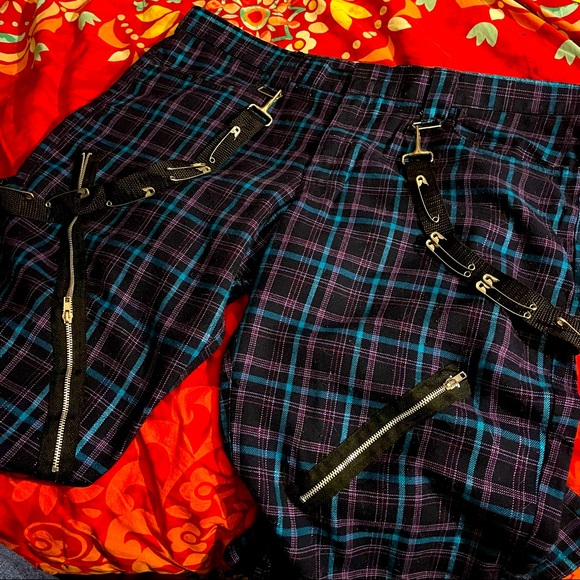 ★★ Vintage 99.9% Fat Free Purple Plaid Bondage Pants ★★ - Picture 7 of 12